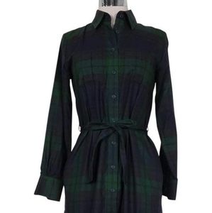 Brooks Brothers green plaid shirt dress